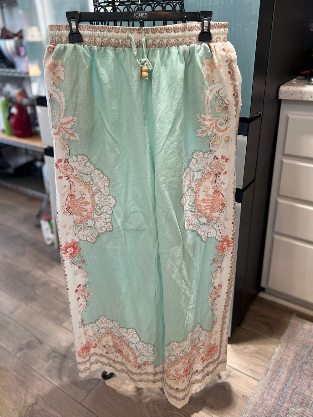NWOT Joie Linen Blend Wide-Leg Printed Palazzo Pants size L
